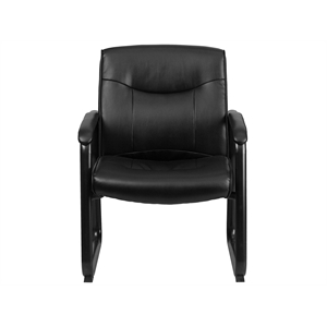 Maklaine Modern Transitional Executive Leather Side Chair in Black Finish