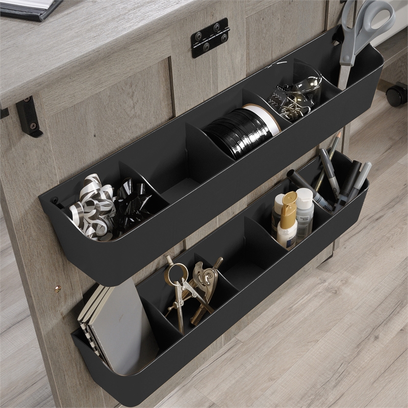 Maklaine Engineered Wood Sewing Craft Cart in Mystic Oak Finish