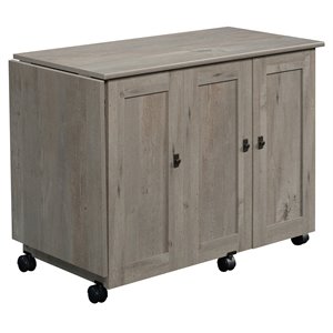 Maklaine Engineered Wood Sewing Craft Cart in Mystic Oak Finish