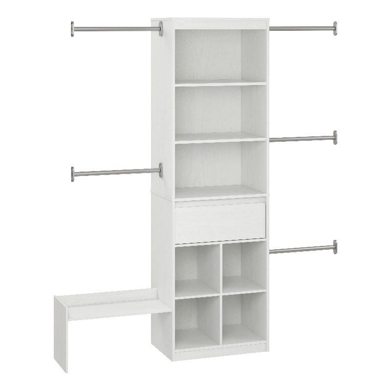 Maklaine Contemporary Engineered Wood Closet Organizer in White