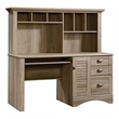 Maklaine Engineered Wood Computer Desk with Hutch in Salt Oak