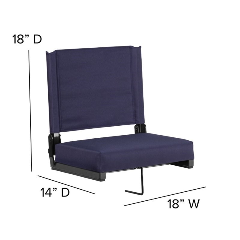 Maklaine Contemporary Grandstand Comfort Seat in Aluminum Frame - Navy