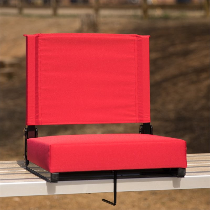 Maklaine Contemporary Grandstand Comfort Seat in Aluminum Frame - Red