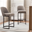 Maklaine Transitional Barrel Back Metal Bar Stool Set in Gray/Espresso