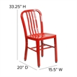 Maklaine Modern / Contemporary Metal Vertical Slat Back Dining Side Chair in Red