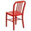 Maklaine Modern / Contemporary Metal Vertical Slat Back Dining Side Chair in Red
