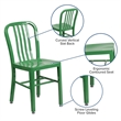 Maklaine Metal Vertical Slat Back Dining Side Chair in Green