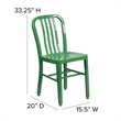 Maklaine Metal Vertical Slat Back Dining Side Chair in Green