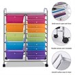 Maklaine 15 Drawers Scrapbook Paper Rolling Storage Cart in Multi-Color
