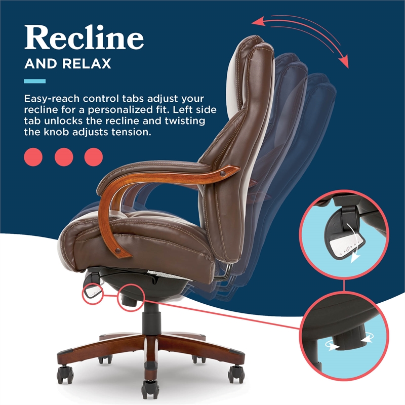 Maklaine Big & Tall Executive Office Chair in Chestnut Brown