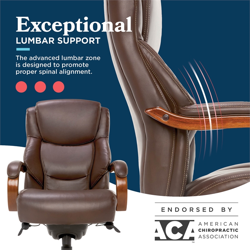 Maklaine Big & Tall Executive Office Chair in Chestnut Brown