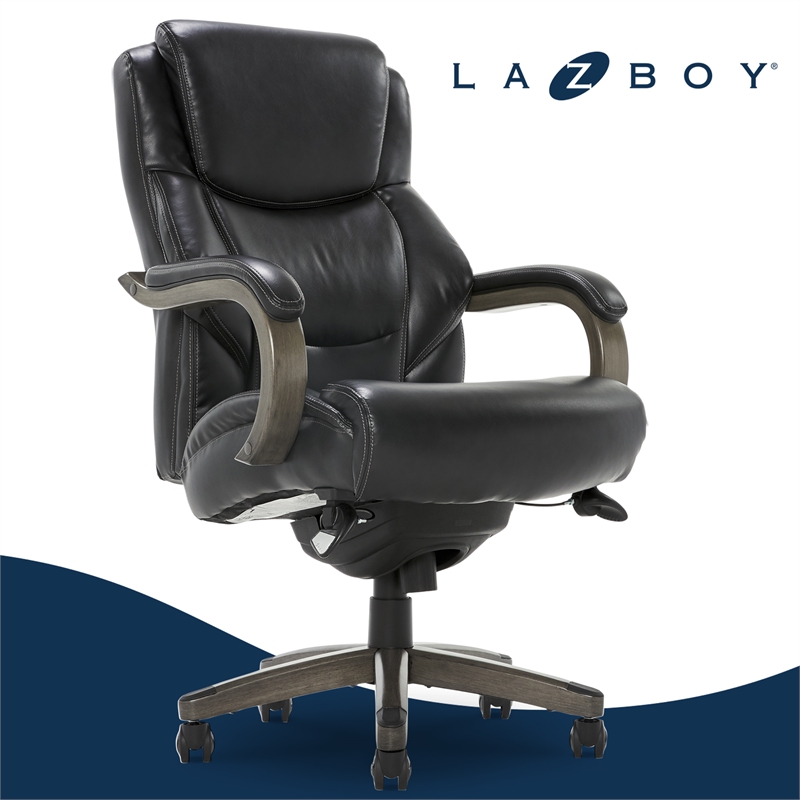 Maklaine Big & Tall Executive Office Chair Weathered Black Bonded Leather