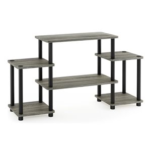 Maklaine Turn-N-Tube Wood Entertainment Center for TV up to 25&quot - Oak Gray/Black