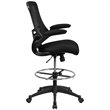 Maklaine Modern Transitional Mid Back Mesh Drafting Stool in Black