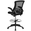 Maklaine Modern Transitional Mid Back Mesh Drafting Stool in Black