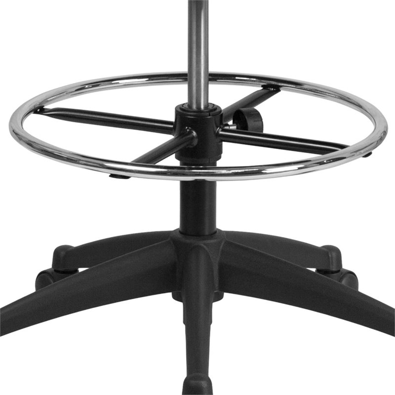 Maklaine Modern Transitional Mid Back Mesh Drafting Stool in Black