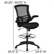Maklaine Modern Transitional Mid Back Mesh Drafting Stool in Black