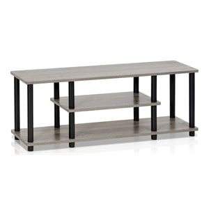 Maklaine Turn-N-Tube Wood Entertainment TV Stand for TV up to 50&quot in Oak Gray