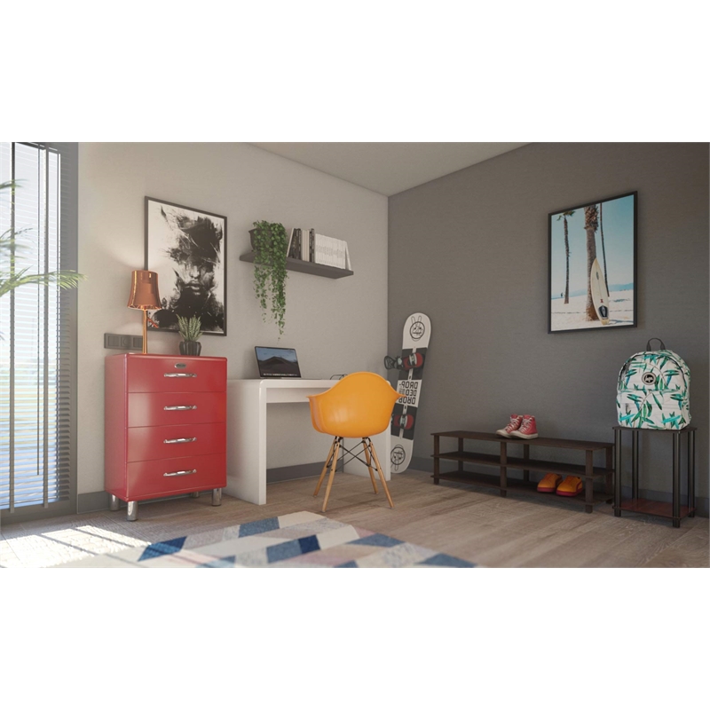 Maklaine Turn-S-Tube No Tools 3-Tier Entertainment TV Stands in Espresso/Black