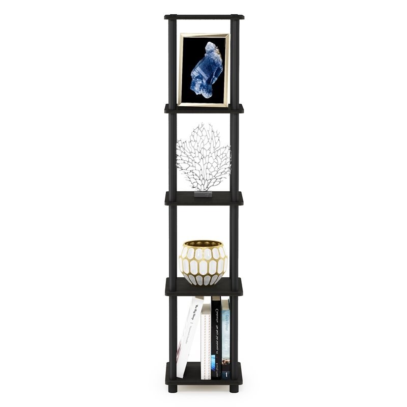 Maklaine Turn-N-Tube Wood 5-Tier Corner Square Rack Display Shelf in Espresso