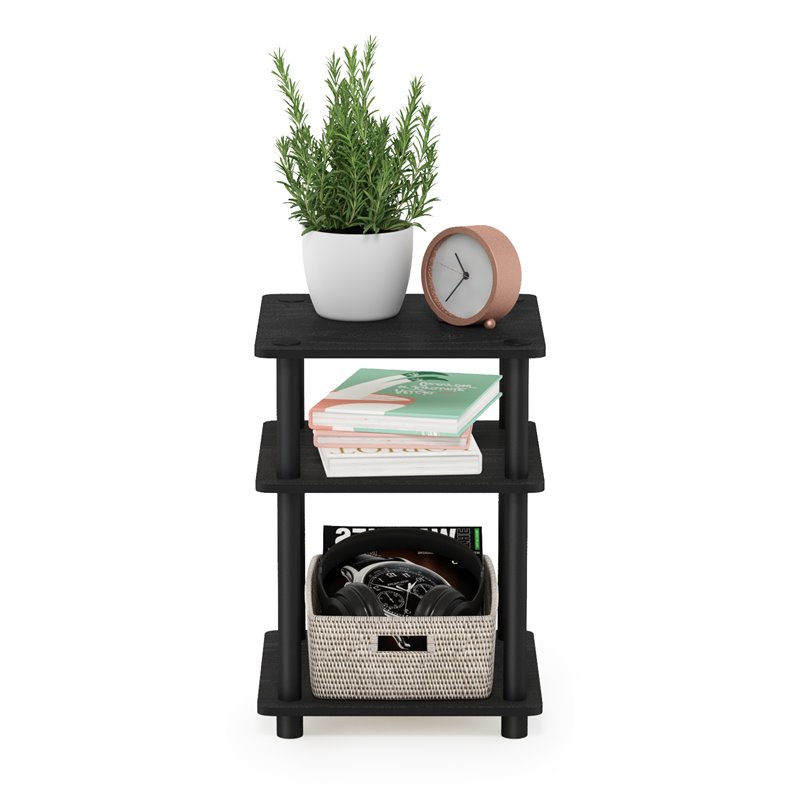 Maklaine Turn-N-Tube Contemporary Engineered Wood Multipurpose Shelf in Black