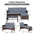 Maklaine 3-piece Wicker Rattan Patio L-shape Corner Sofa Set in Gray