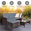Maklaine 3-piece Wicker Rattan Patio L-shape Corner Sofa Set in Gray