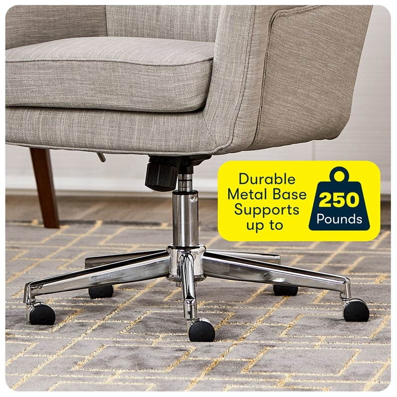 Maklaine Home Office Desk Chair Memory Foam Cushion Light Gray Twill Fabric