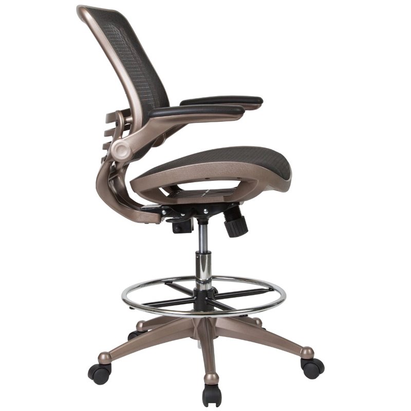 Maklaine Contemporary Swivel Drafting Stool in Gold and Black