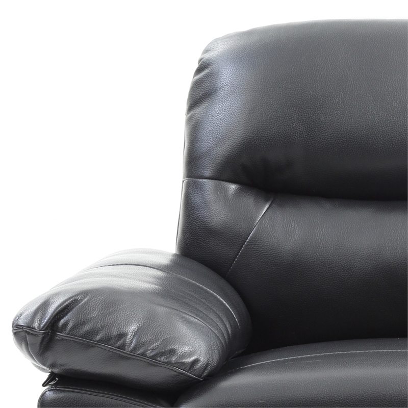 Maklaine Modern / Contemporary Faux Leather Loveseat in Black