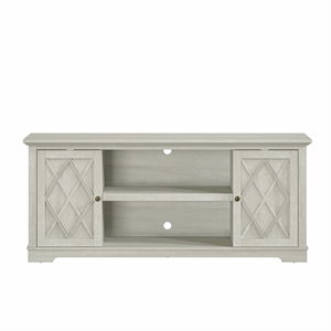 Maklaine 70&quot Farmhouse TV Stand Console for TVs up to 75 inch -Saw Cut Off White