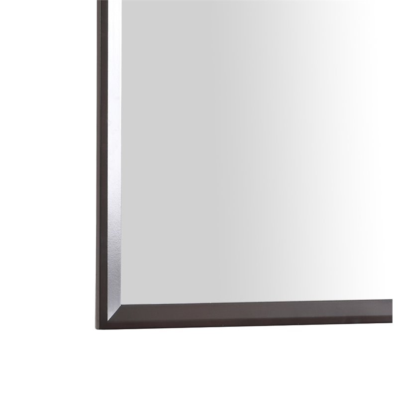 Maklaine Transitional Engineered Wood Frame Mirror in Espresso