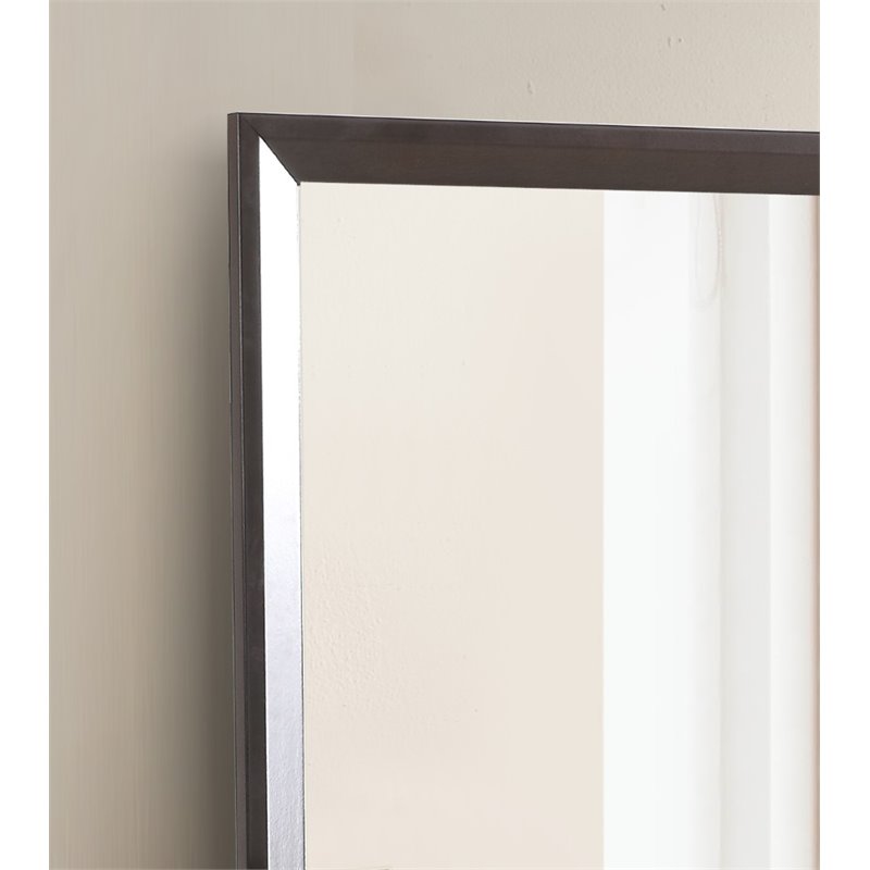 Maklaine Transitional Engineered Wood Frame Mirror in Espresso