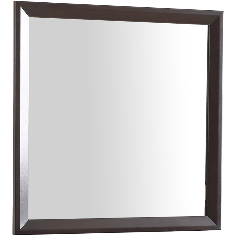 Maklaine Transitional Engineered Wood Frame Mirror in Espresso