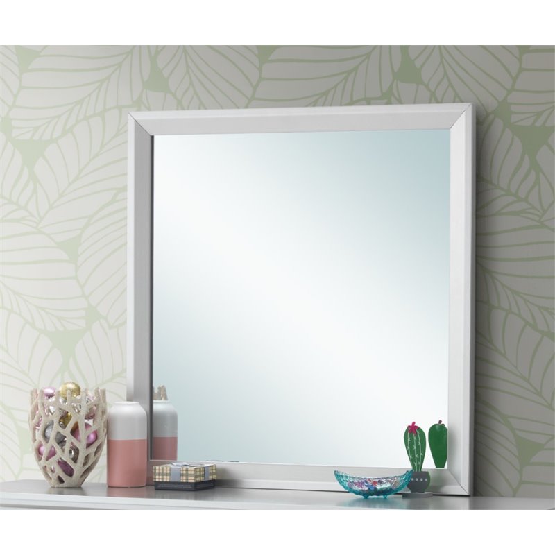 Maklaine Transitional Engineered Wood Frame Mirror in Silver Champagne