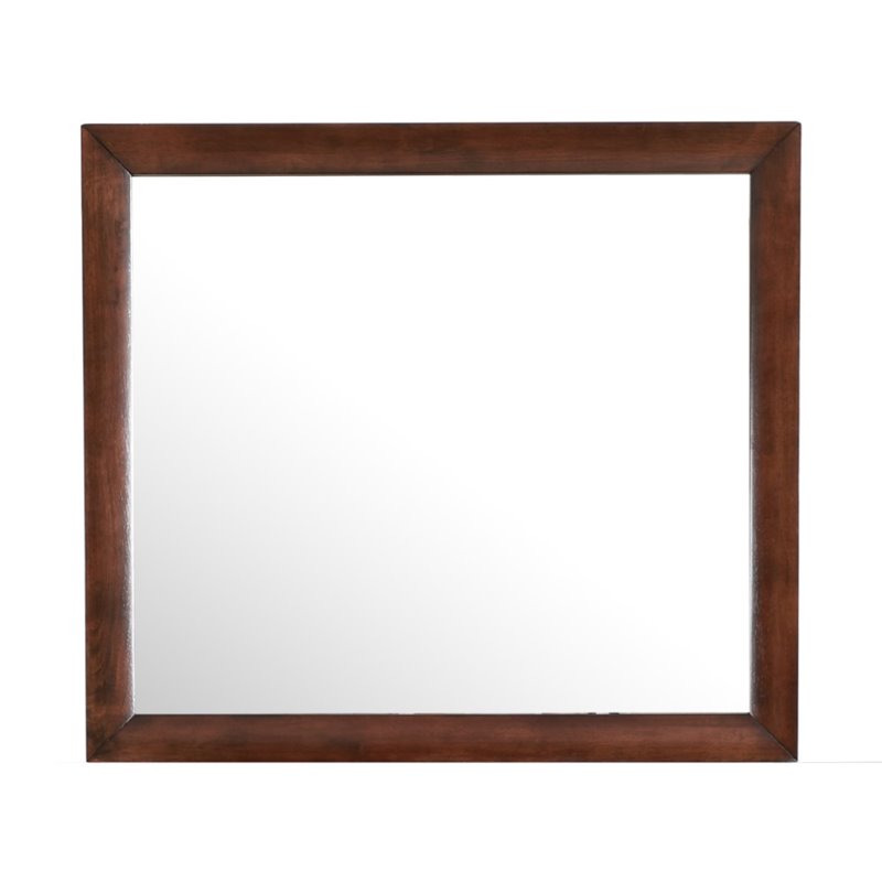Maklaine Contemporary Engineered Wood Frame Mirror in Cappuccino
