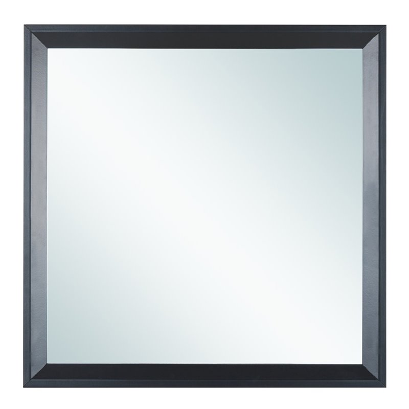 Maklaine Transitional Engineered Wood Frame Mirror in Black Finish