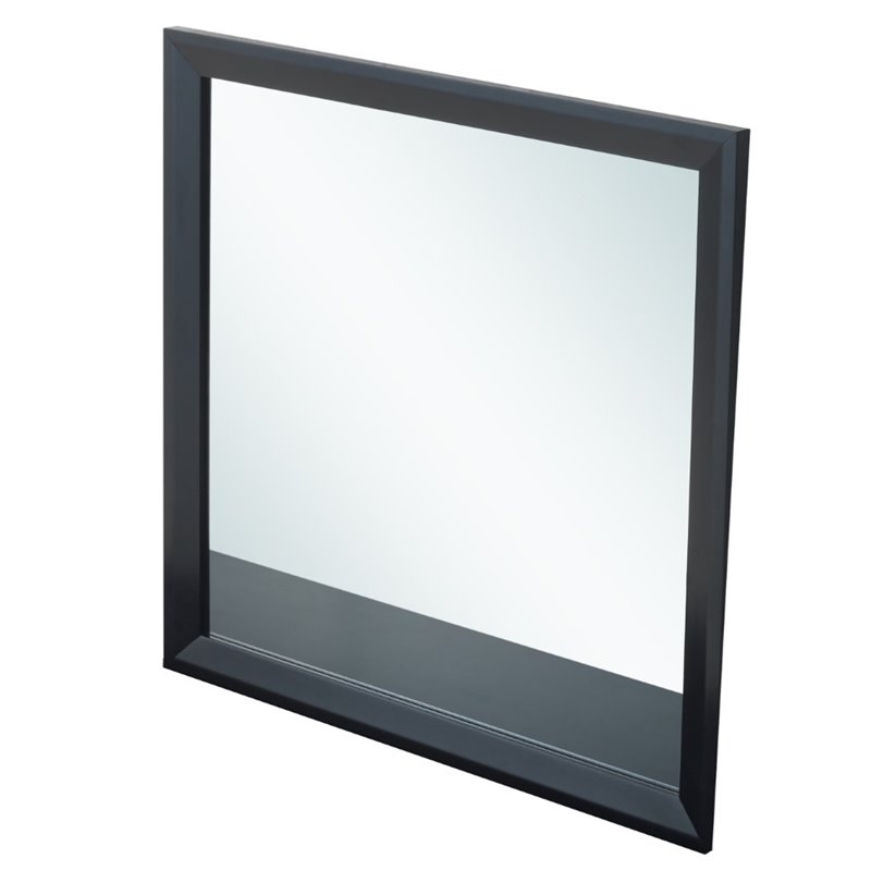 Maklaine Transitional Engineered Wood Frame Mirror in Black Finish