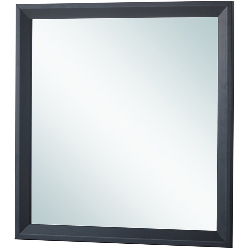 Maklaine Transitional Engineered Wood Frame Mirror in Black Finish