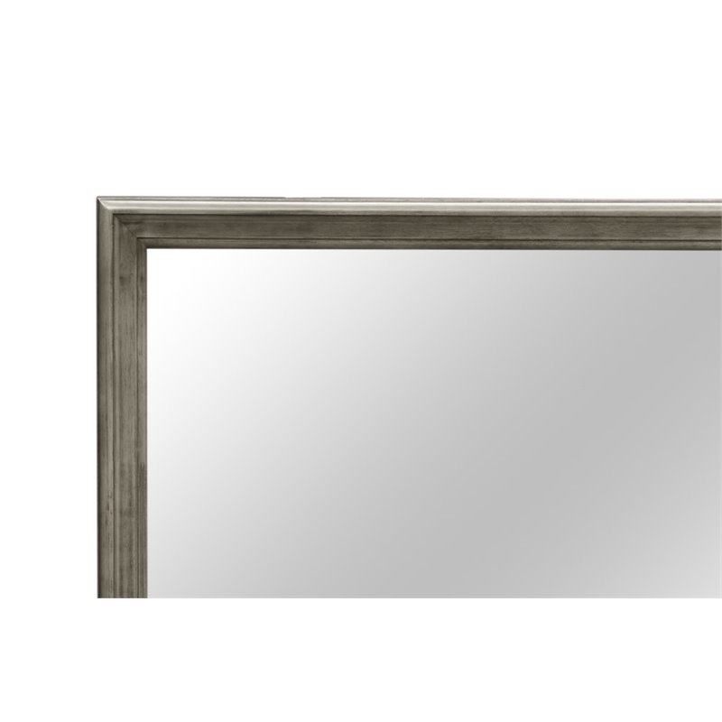 Maklaine Traditional Engineered Wood Frame Mirror in Gray Finish