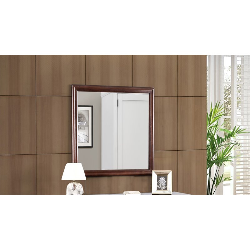 Maklaine Traditional Engineered Wood Frame Mirror in Cappuccino