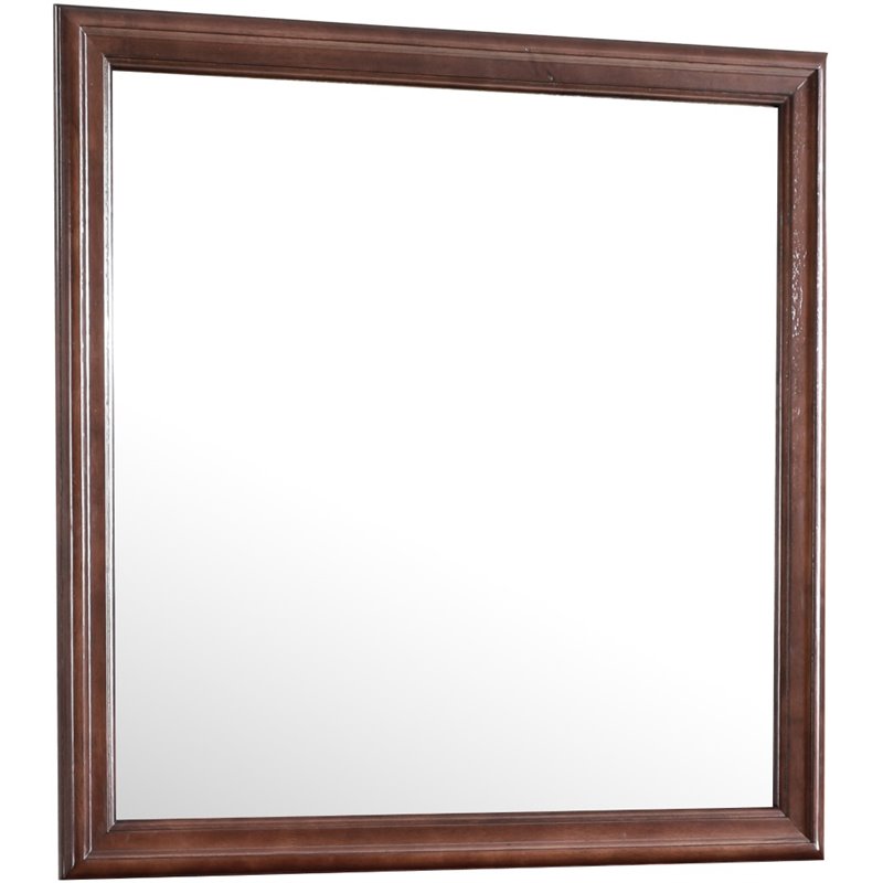 Maklaine Traditional Engineered Wood Frame Mirror in Cappuccino