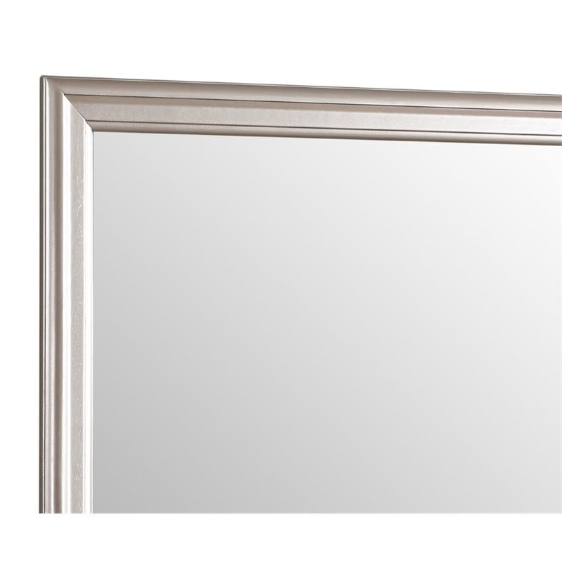 Maklaine Transitional Engineered Wood Frame Mirror in Silver Champagne