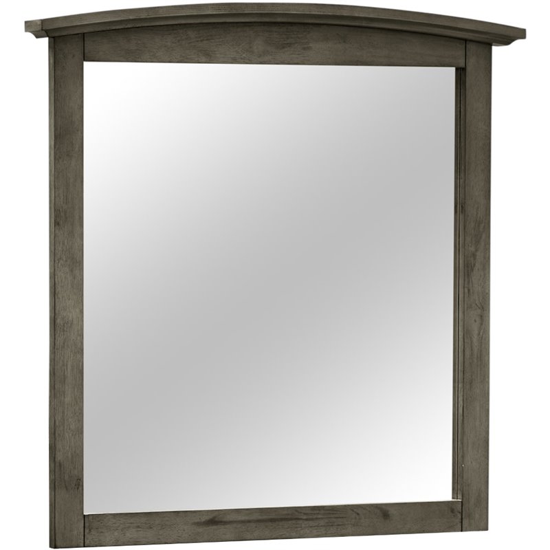 Maklaine Contemporary Engineered Wood Frame Mirror in Gray Finish