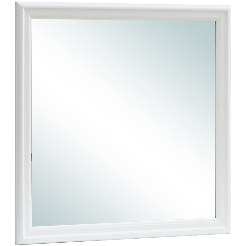 Maklaine Transitional Engineered Wood Frame Mirror in Pearl White