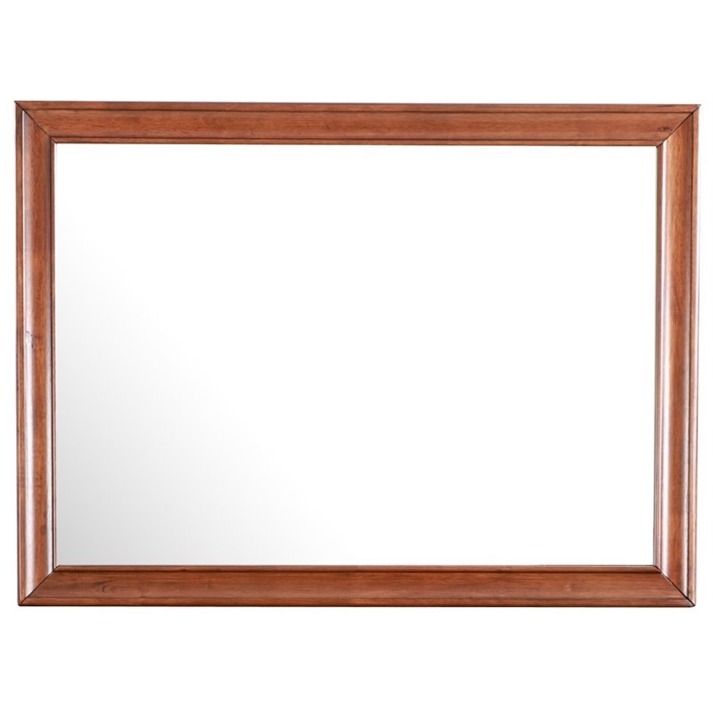 Maklaine Transitional Manufactured Wood Frame Mirror in Oak Stain