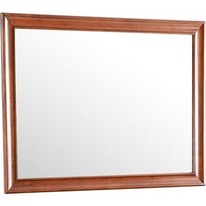 Maklaine Transitional Manufactured Wood Frame Mirror in Oak Stain