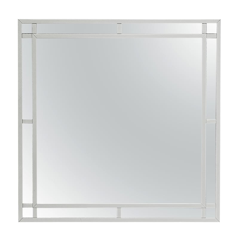 Maklaine Contemporary Wood Frame Mirror in Silver Champagne Finish