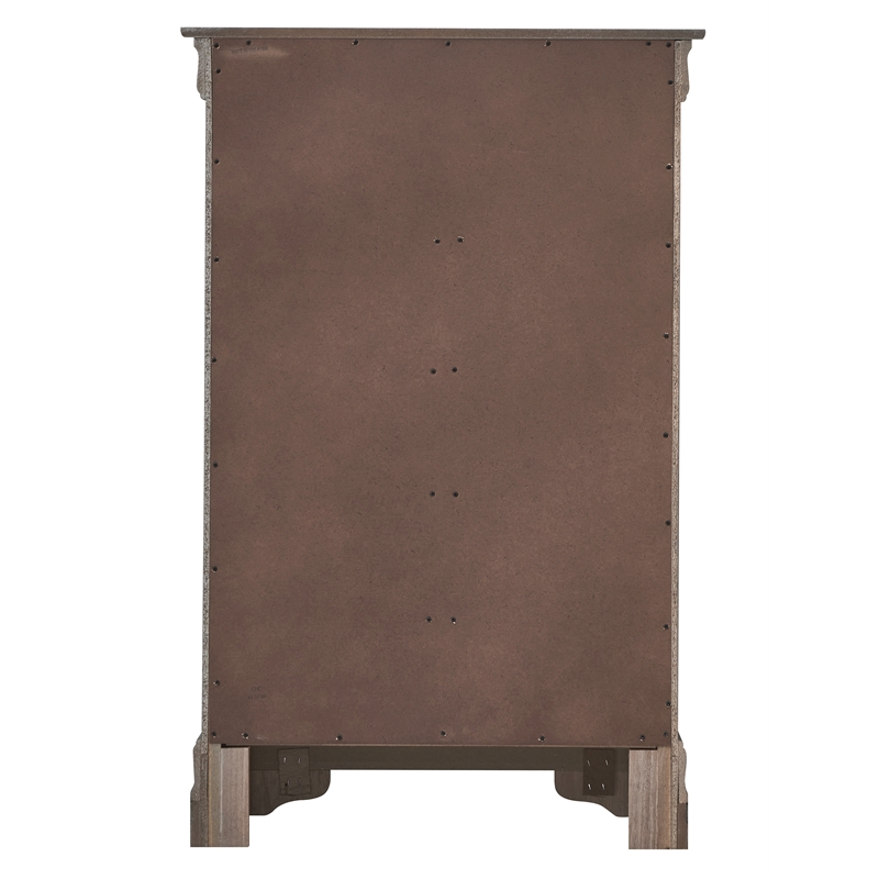 Maklaine Contemporary 5 Drawer Wood Chest in Charcoal Finish