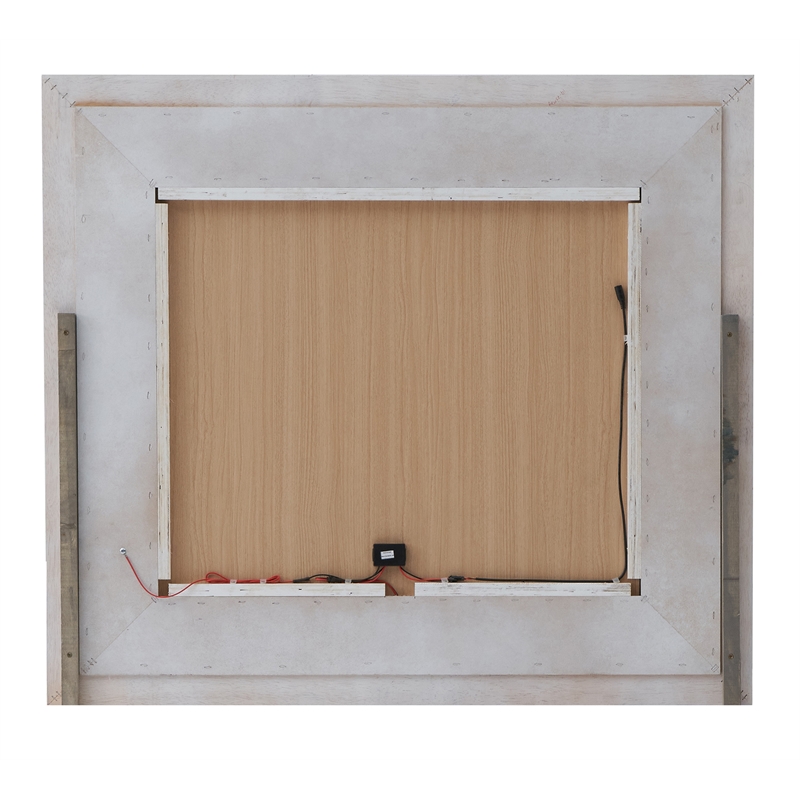 Maklaine Contemporary Wood Veneer Frame Mirror in White Finish